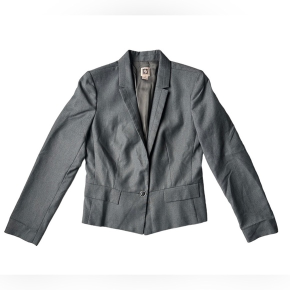 Anne Klein Petite Gray Feminine Lightweight Lined Blazer Work Jacket Women’s 12P - Picture 1 of 11